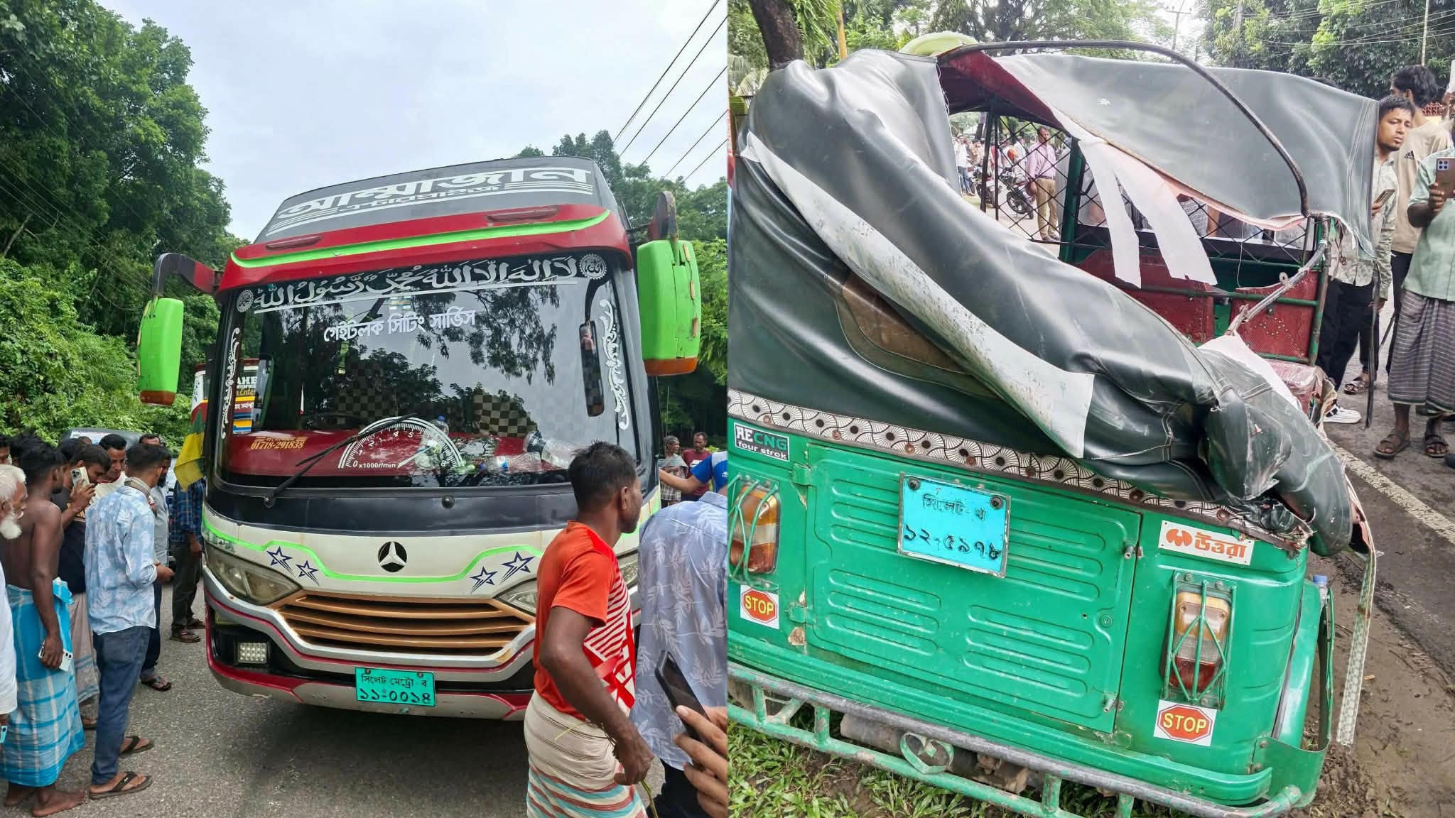 সিলেটে অটোরিকশাকে বাসের ধা'ক্কা, কিশোরী নি'হত