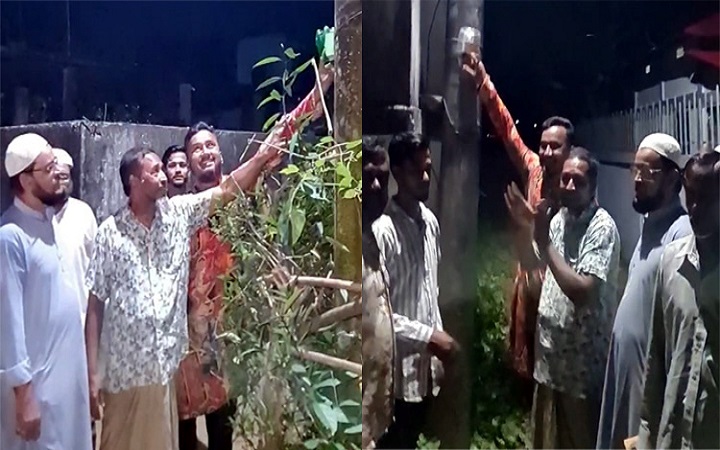 সিলেটের মংলিপারে অন্ধকার রাস্তা আলোকিত করলেন রুবেল
