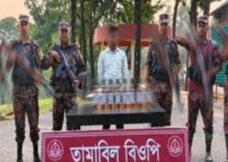 সিলেট সীমান্তে  ২২ লাখ টাকার চো/রাচালানি পণ্য জ/ব্দ, আ/টক ১