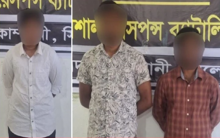 কোম্পানীগঞ্জে ৪২ বোতল বিদেশি ম/দসহ তিনজন আ/টক