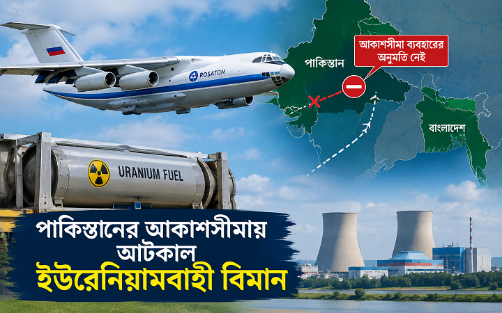 পাকিস্তানের আকাশসীমার অনুমতি না মেলায় রূপপুরের ইউরেনিয়াম চালান আসেনি