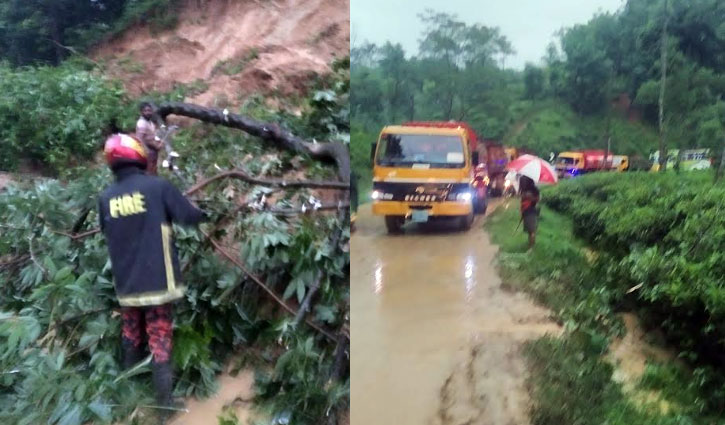 মৌলভীবাজারে পাহাড়ি টিলায় ধ*স, সড়কে ভো গা ন্তি