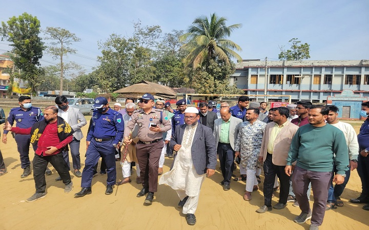 কুলাউড়ায় জামায়াত আমিরের সমাবেশস্থল পরিদর্শনে এসপি