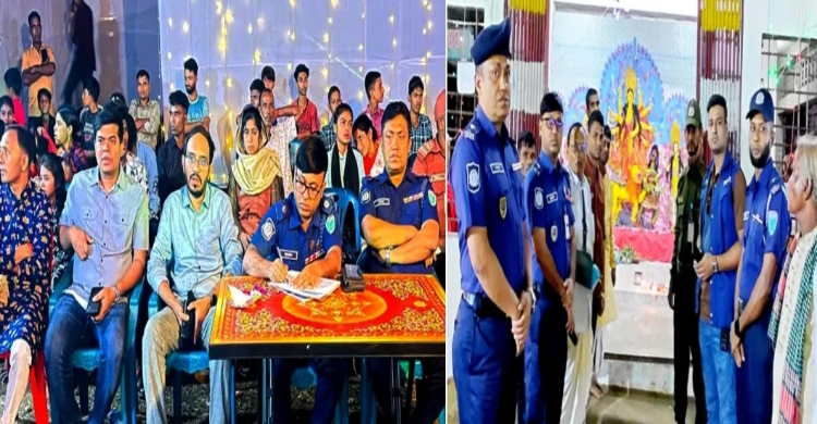 জৈন্তাপুরে অতিরিক্ত পুলিশ সুপারের নেতৃত্বে বিভিন্ন পূজামণ্ডপ পরিদর্শন