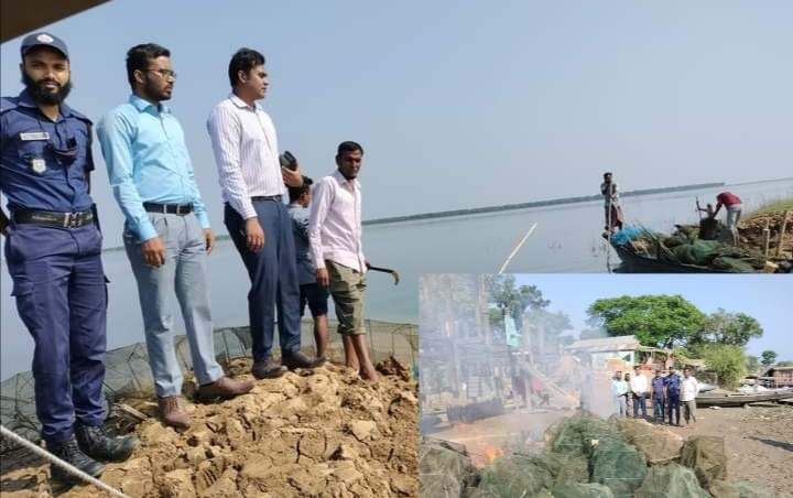 তাহিরপুরে টাঙ্গুয়ার হাওরে মোবাইল কোর্টের অভিযান 