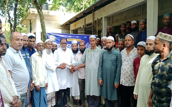 গোয়াইনঘাটে মসজিদ নির্মাণে পন্নগ্রাম প্রবাসী যুব পরিষদের অনুদান