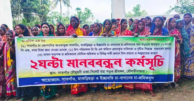 শ্রীমঙ্গলে তিন চা বাগানের শ্রমিকদের মা ন ব ব ন্ধ ন