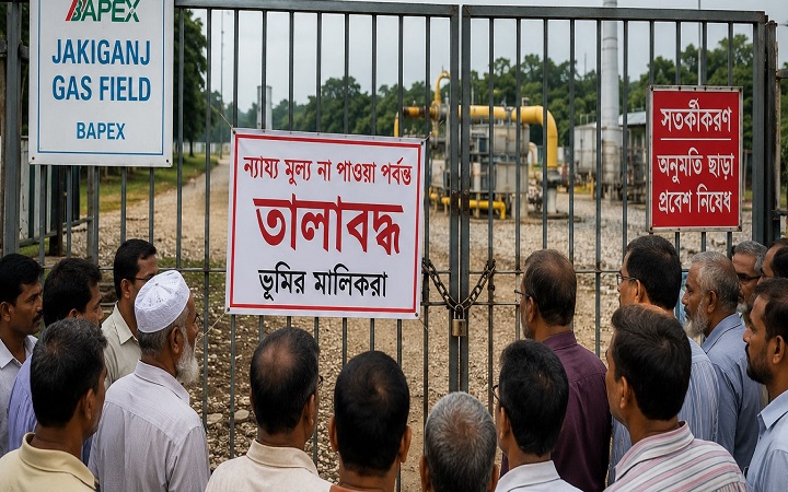 জকিগঞ্জে গ্যাস ফিল্ডে তালা দিলেন ভূমি মালিকরা
