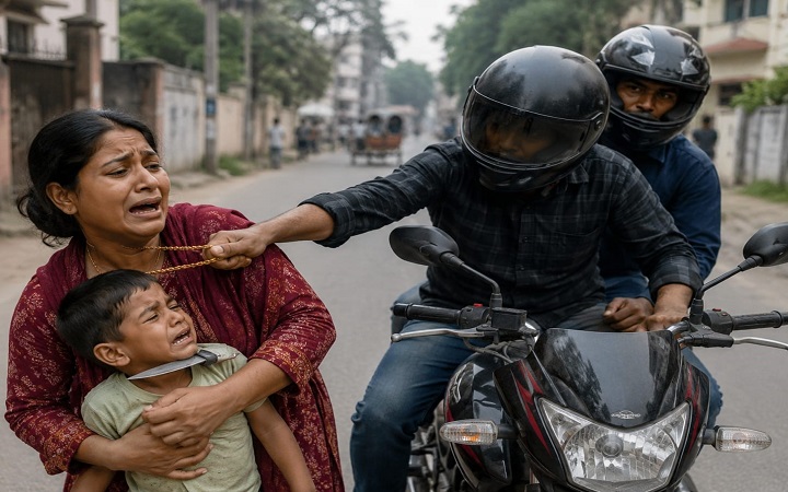 দক্ষিণ সুরমায় মা ও শিশুকে ছু*রি দেখিয়ে স্বর্ণালঙ্কার ছি*নতাই, থানায় অভি*যোগ