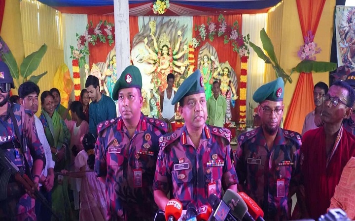মাধবপুরে পূজামণ্ডপের নিরাপত্তায় বিজিবির ড্রোন নজরদারি