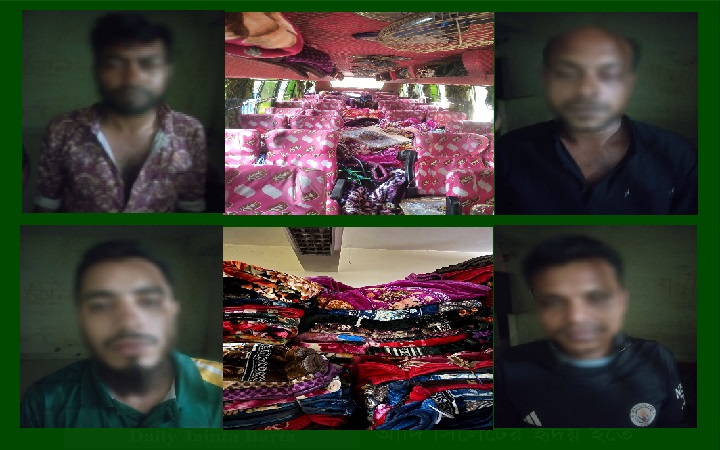 শাহপরাণ থানার অভি*যানে ভারতীয় কম্বলসহ বাস আট*ক, গ্রে*ফতার ৪