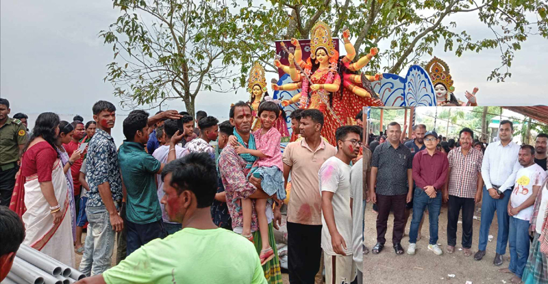 তাহিরপুরে প্রতিমা বিসর্জনের মধ্য দিয়ে শেষ হলো শারদীয় দুর্গোৎসব 