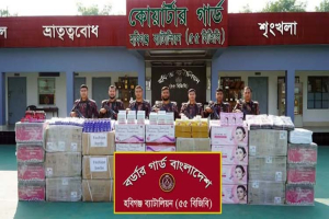 মাধবপুরে দেড় কোটি টাকার ভারতীয় কসমেটিকস ও শাড়ী জব্দ