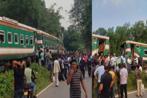 কুলাউড়ায় কালনি এক্সপ্রেস ট্রেন থেকে হুক ভেঙে ১১টি বগি বি চ্ছি ন্ন