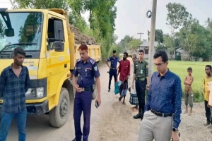 বাহুবলে অবৈধভাবে মাটি উত্তোলনের দায়ে ৫০ হাজার টাকা জরিমানা