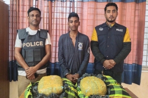 মাধবপুরে বালিশের ভেতরে করে গাঁ*জা পা চা র কালে যুবক গ্রে ফ তা র