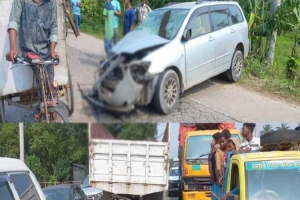শায়েস্তাগঞ্জে ট্রাক-প্রাইভেট কারের সংঘর্ষে আহত ৩