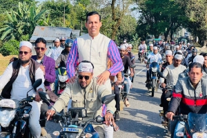 শান্তিগঞ্জে স্বেচ্ছাসেবকলীগের মোটরসাইকেল শোভাযাত্রা