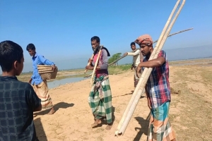 সুনামগঞ্জে বাঁধের কাজের নাটকীয় উদ্বোধন