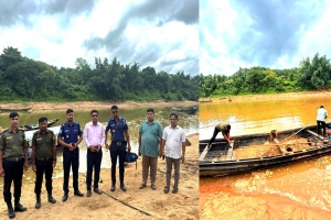 জৈন্তাপুরে অ'বৈধভাবে বালু উত্তোলন করায় এক লাখ টাকা জ'রিমানা