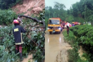 মৌলভীবাজারে পাহাড়ি টিলায় ধ*স, সড়কে ভো গা ন্তি