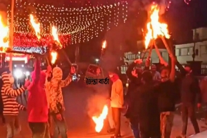 সুনামগঞ্জে অবরোধের সমর্থনে ছাত্রদলের মশাল মিছিল