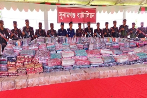 সুনামগঞ্জে সাড়ে ৫ কোটি টাকার ভারতীয় পণ্য জ*ব্দ
