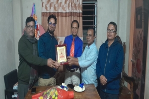 দক্ষিণ সুরমায় প্রবাস যাত্রা উপলক্ষে বিদ্যুত দাসকে সংবর্ধনা