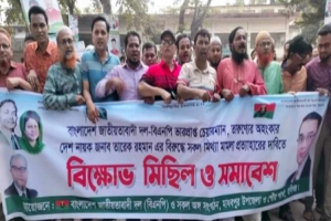 তারেক জিয়ার মামলা প্রত্যাহারের দাবিতে মাধবপুরে বিক্ষোভ মিছিল    