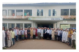ছাতকে কৈতক হাসপাতালের জায়গা দ*খলচেষ্টার প্র*তিবাদে মানববন্ধন