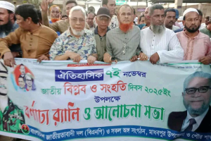 বিপ্লব দিবসে মাধবপুরে বি এন পি প্রার্থীর পক্ষে বিজয়ের শপথ