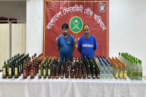 মাধবপুরে ২১৩ বোতল ম*দ জ*ব্দ, আ*টক ২