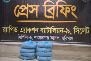 চুনারুঘাটে ৮ কেজি গাঁ*জা জ*ব্দ