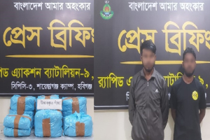 হবিগঞ্জের চুনারুঘাটে  ২২ কেজি গাঁ*জাসহ ২ মা*দক ব্যব*সায়ী গ্রেফ*তার
