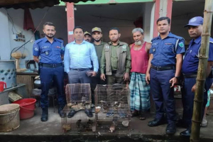 মাধবপুরে পাখি আ ট ক ও বিক্রি,জ রি মা না ১০ হাজার